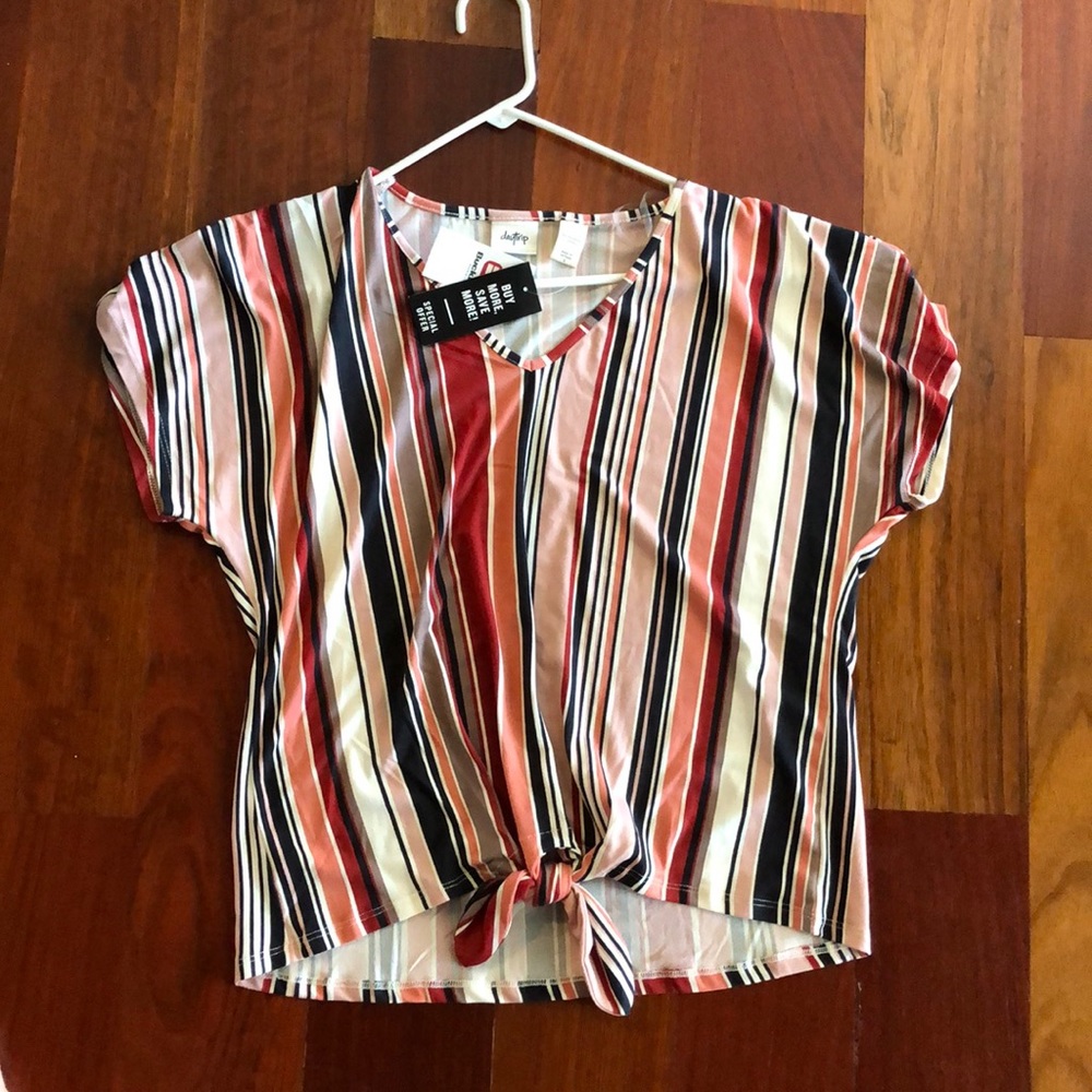 Multi colored stripe shirt sleeve shirt
